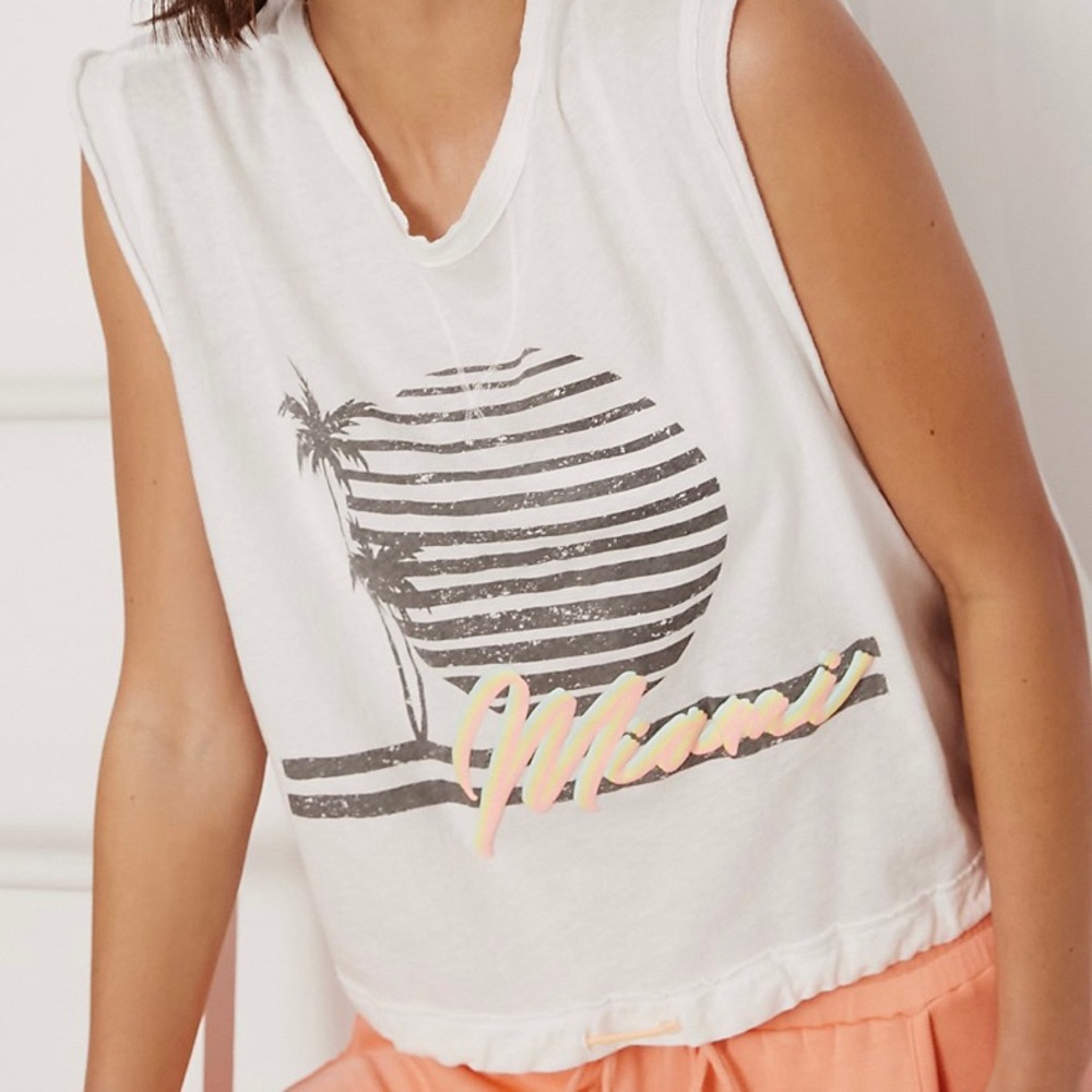Free People Bring the Heat Miami Graphic Tee Small